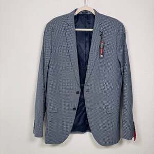 J Ferrar Mens Blazer Suit Jacket Size 42 Long Cotton Blend Light Blue Flower